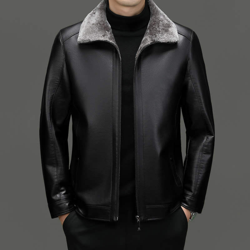 Middle-aged Plus Suede Winter One-piece Fur Men's Sheep Lapel Polo Coat view 6