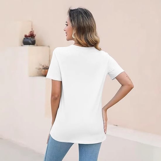 European And American Style Women Round Neck Loose Fashion Casual Short Sleeve view 6