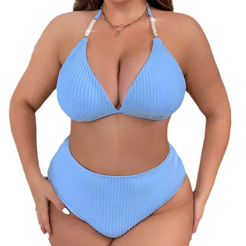 Halterneck With Suspenders Plus Size Swimming Beachwear Women's view 2
