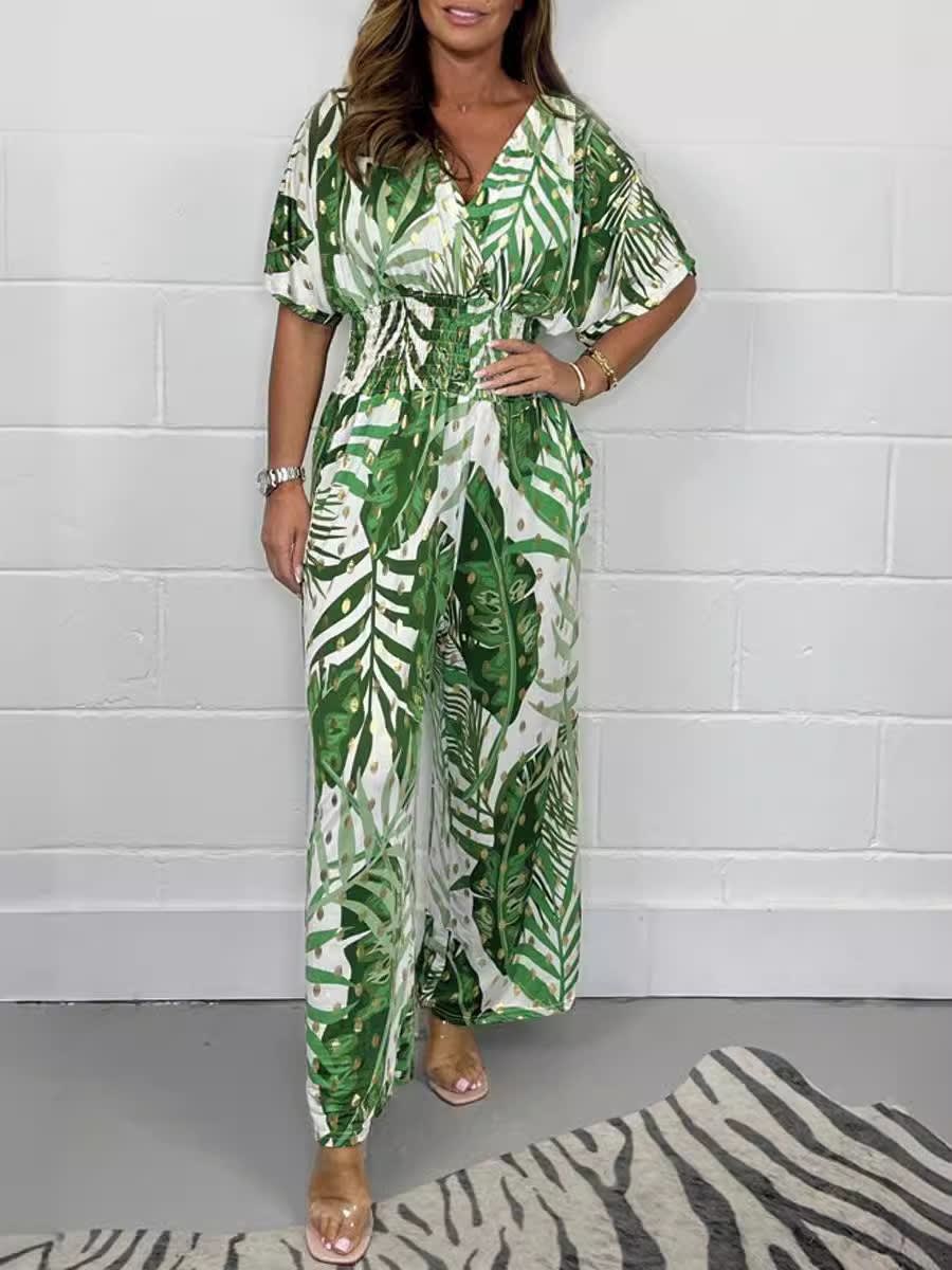 Women's Print Holiday Loose Wide Leg Jumpsuit view 8
