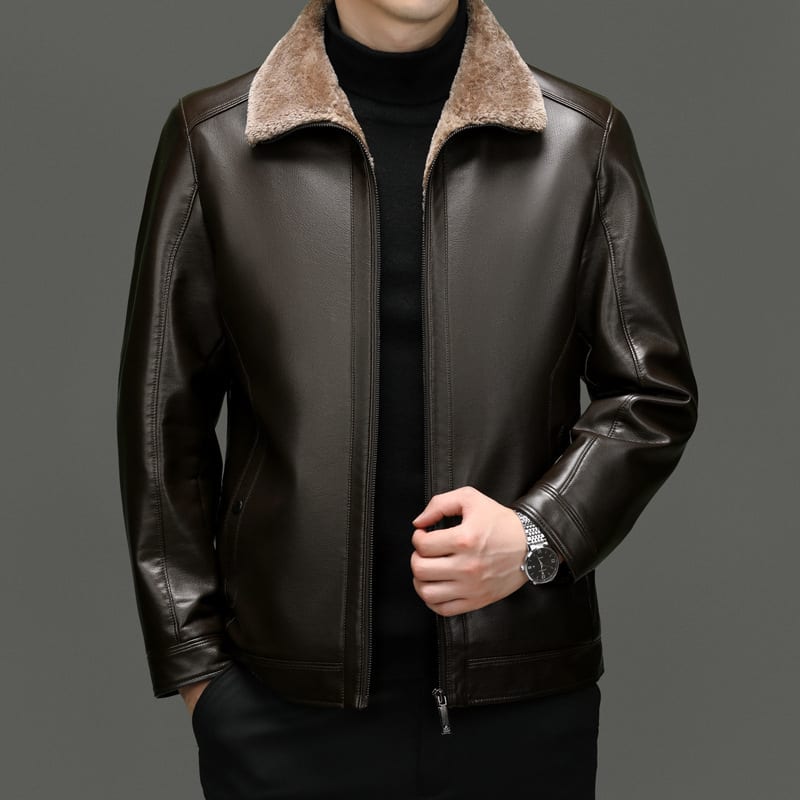 Middle-aged Plus Suede Winter One-piece Fur Men's Sheep Lapel Polo Coat view 8
