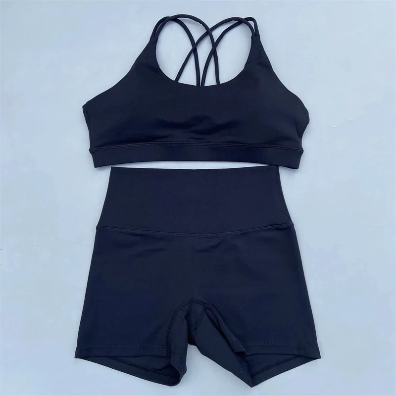 Solid Color Women's Tight Yoga Cycling Shorts Underwear Suit view 10