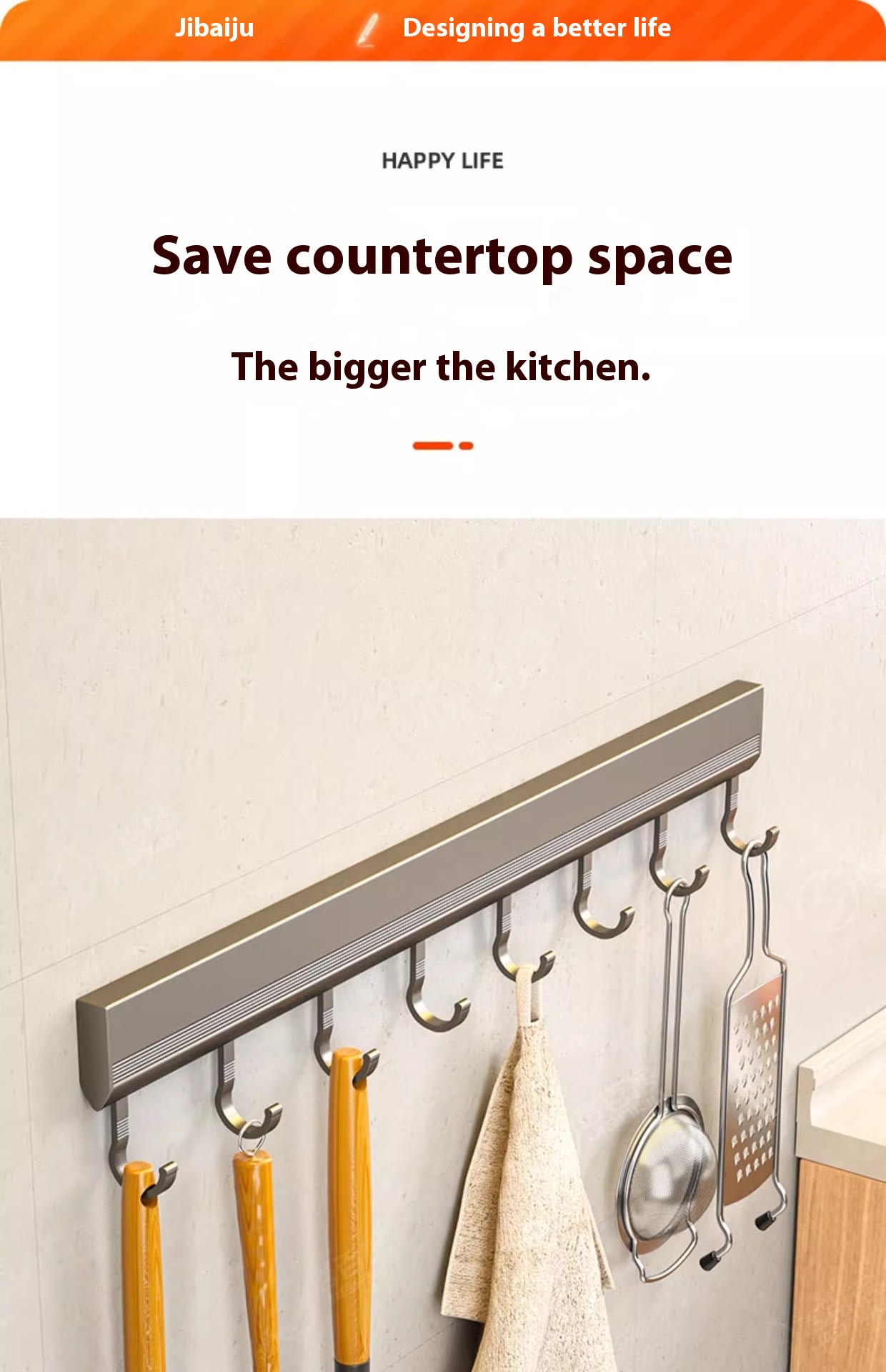 Factory Supply Kitchen Hook Rack Punch-free Wall-mounted Rack Aerospace Aluminum view 6