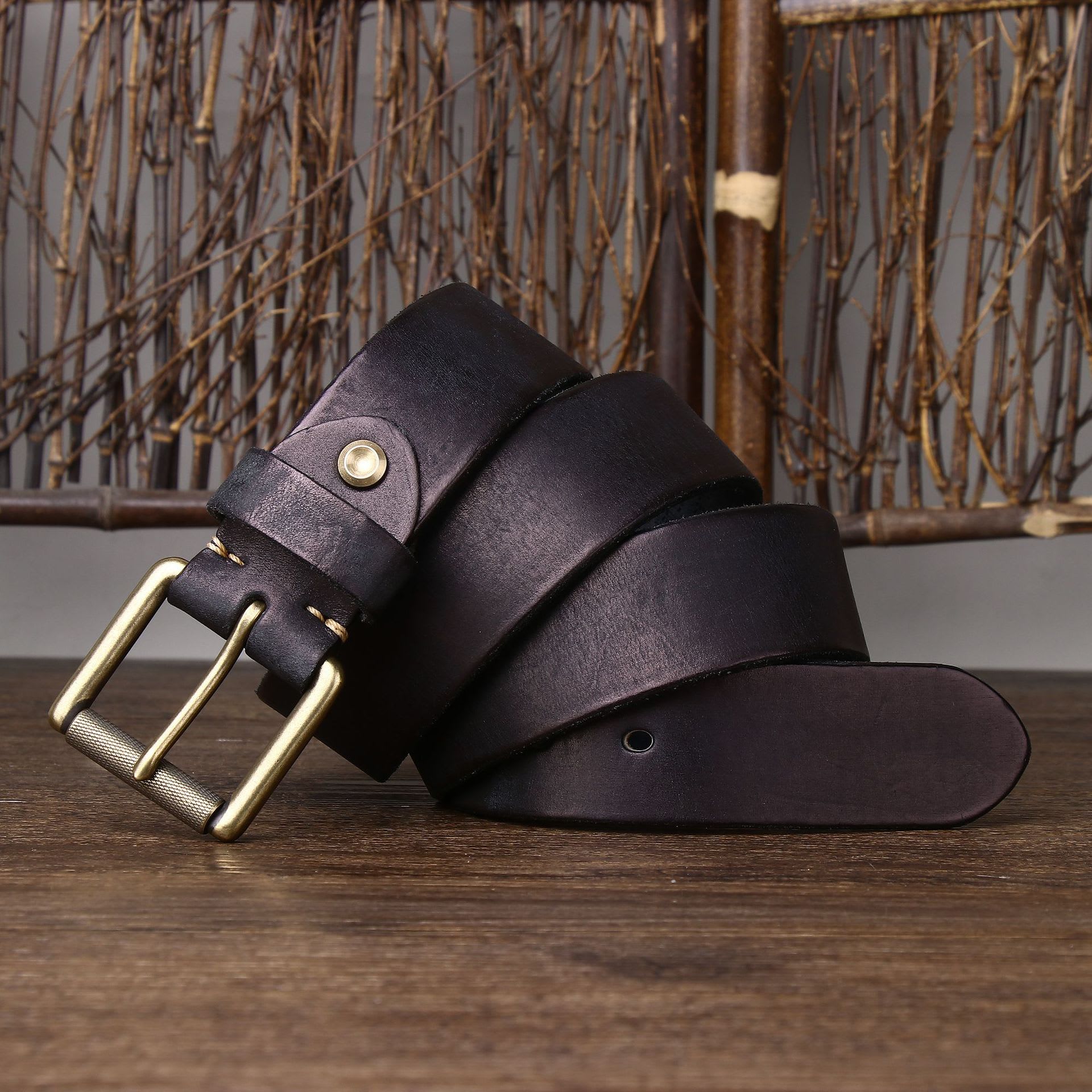 4CM Wide Handmade Widen And Thicken First Layer Cow Leather Belt view 7