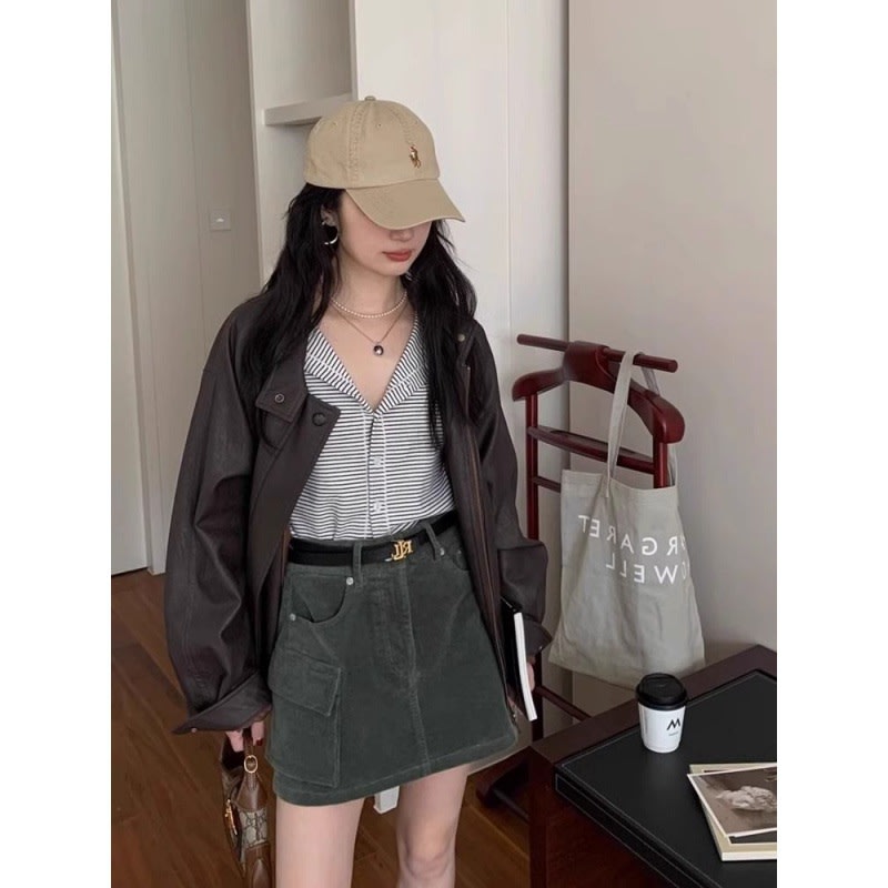 Women's Loose Slimming Motorcycle Jacket Cardigan view 9