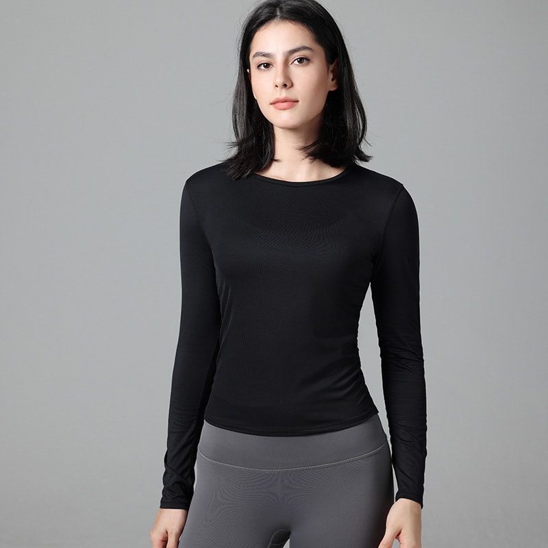 Tight Pullover Elastic Fold Movement Long Sleeve view 7