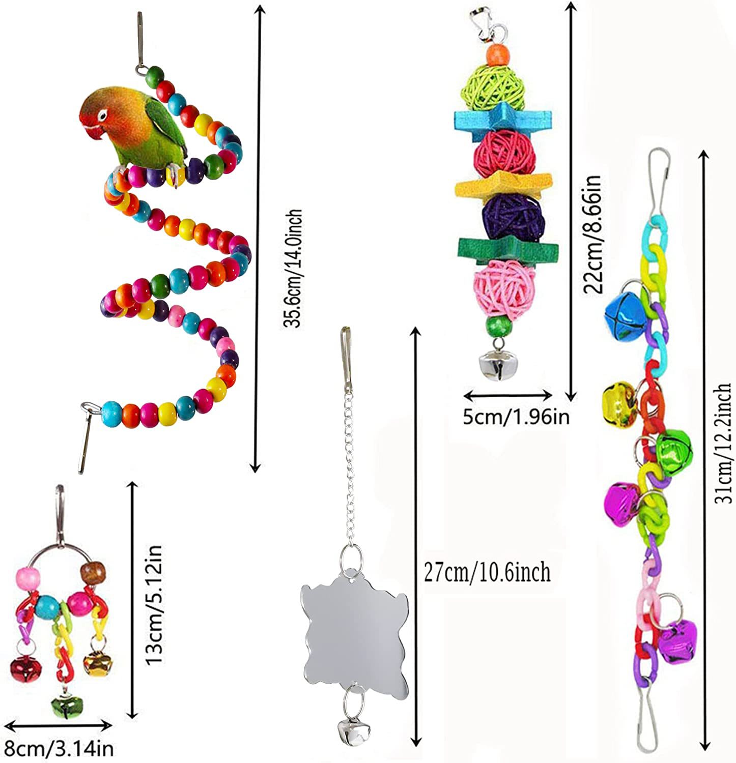 7PCs Parrot Toys Bird Cage Accessories view 7