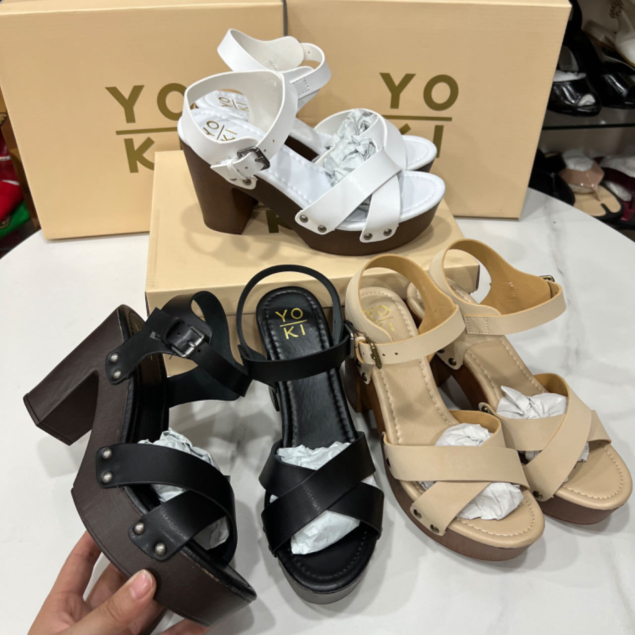 Women's Buckle Chunky Heel Open Toe Sandals view 4