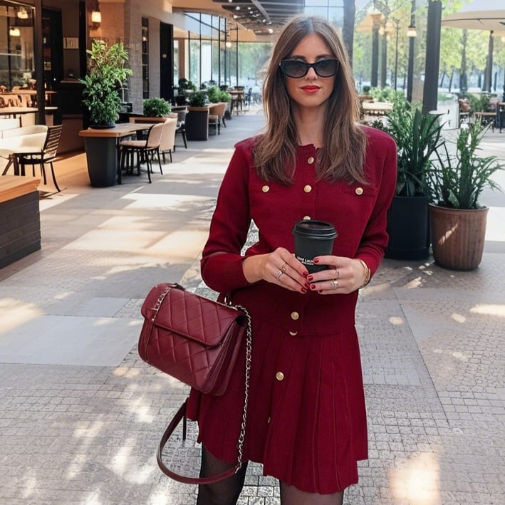 High Waist Crimp A- Line Skirt Suit Elegant Skirt Outfit view 4