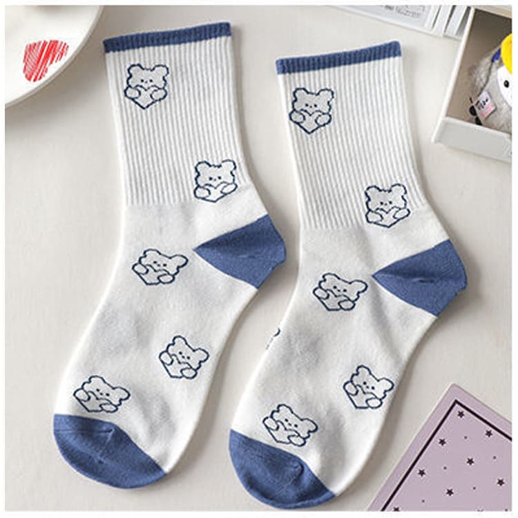 Women's Cute Cartoon Bear Thin Mid-calf Length Socks view 13