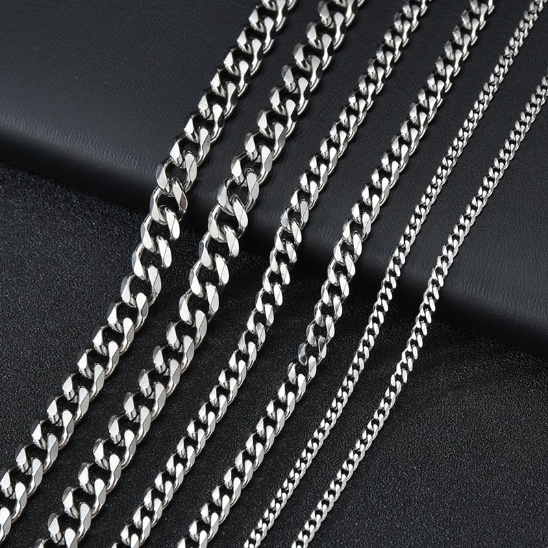 Stainless Steel Necklace Six-sided Grinding Cuban Link Chain Personality Simple Sweater Chain view 2