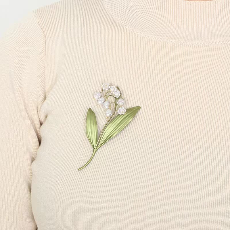 European And American Temperament Lily Brooch Female Valley Lily Green view 4