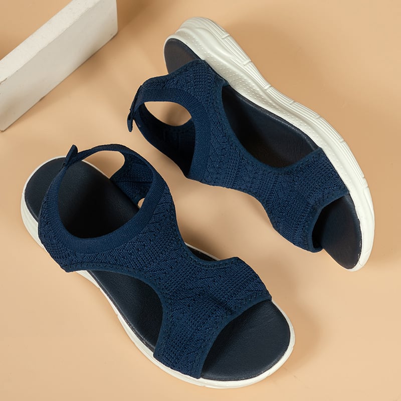 Women's Flyknit Sandals Hollow Peep-toe Roman Shoes view 9