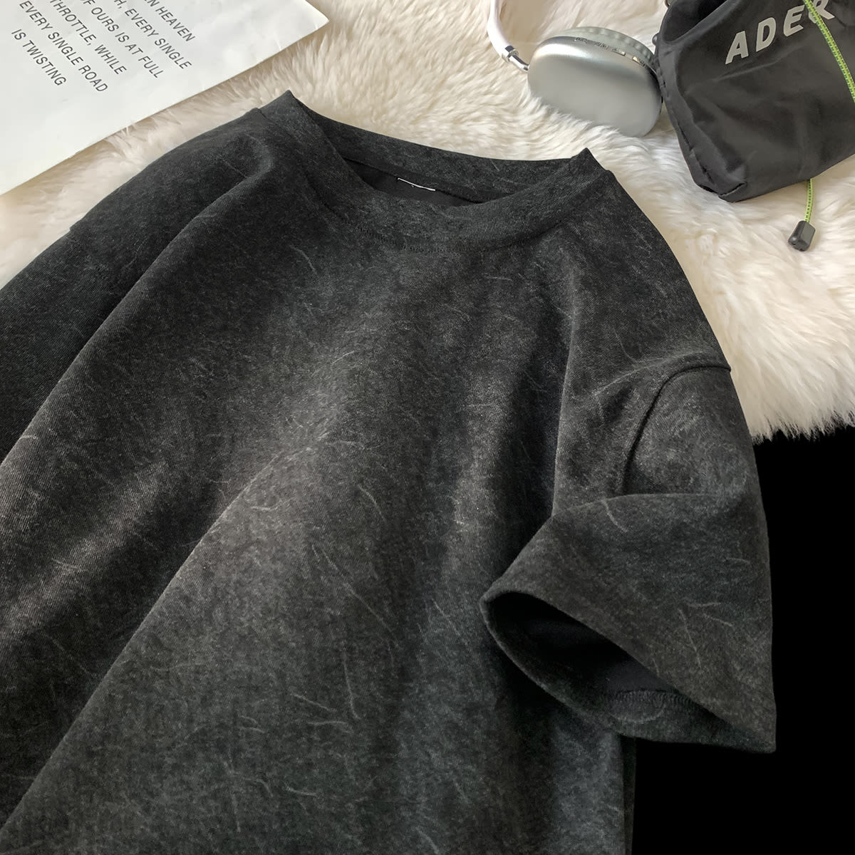 Stone Washed Ice-feeling Tencel Cotton Ice Silk Short Sleeve T-shirt view 9