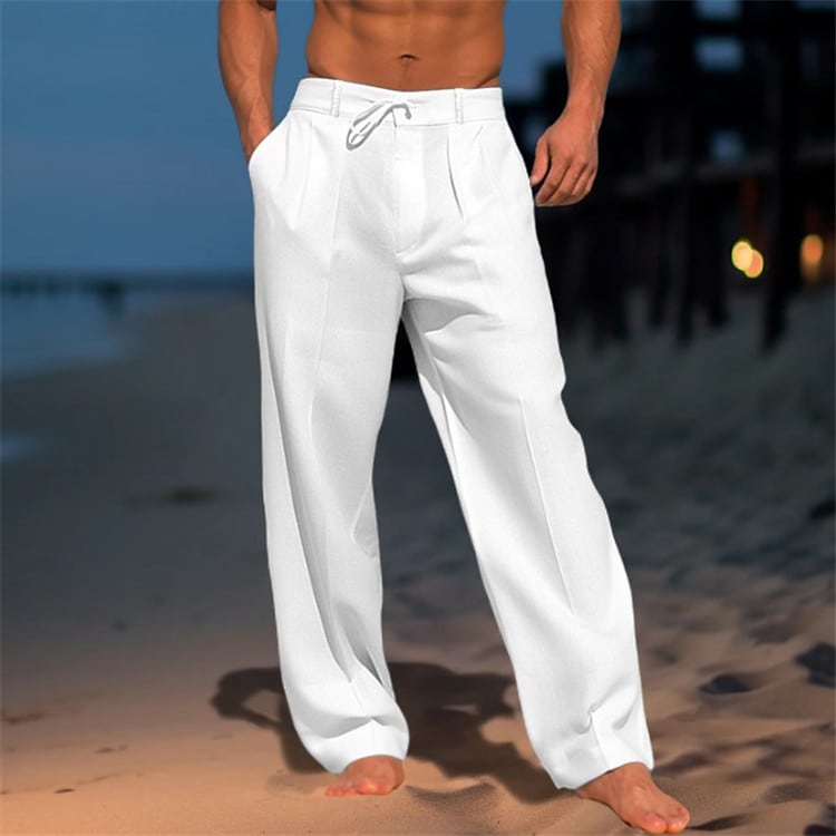Casual Wide-Leg Straight Pants With Pockets Fashion Drawstring Trousers For Men Clothing view 6