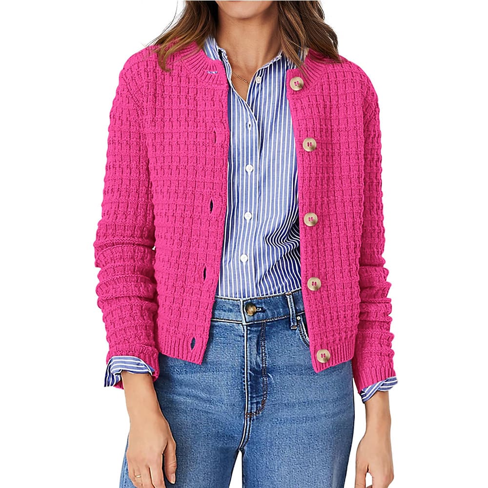 Women's Solid Color Commute Knitted Cardigan Casual Sweater Coat view 2