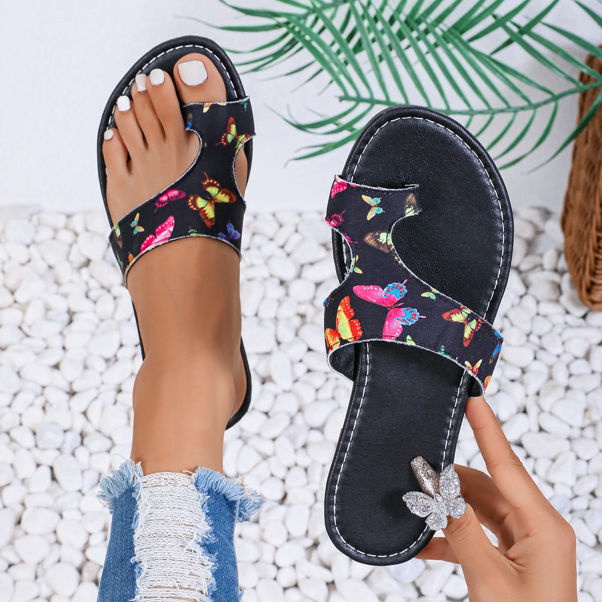 Plus Size Printed Ethnic Style Casual Toe Covering Flip-flops view 6