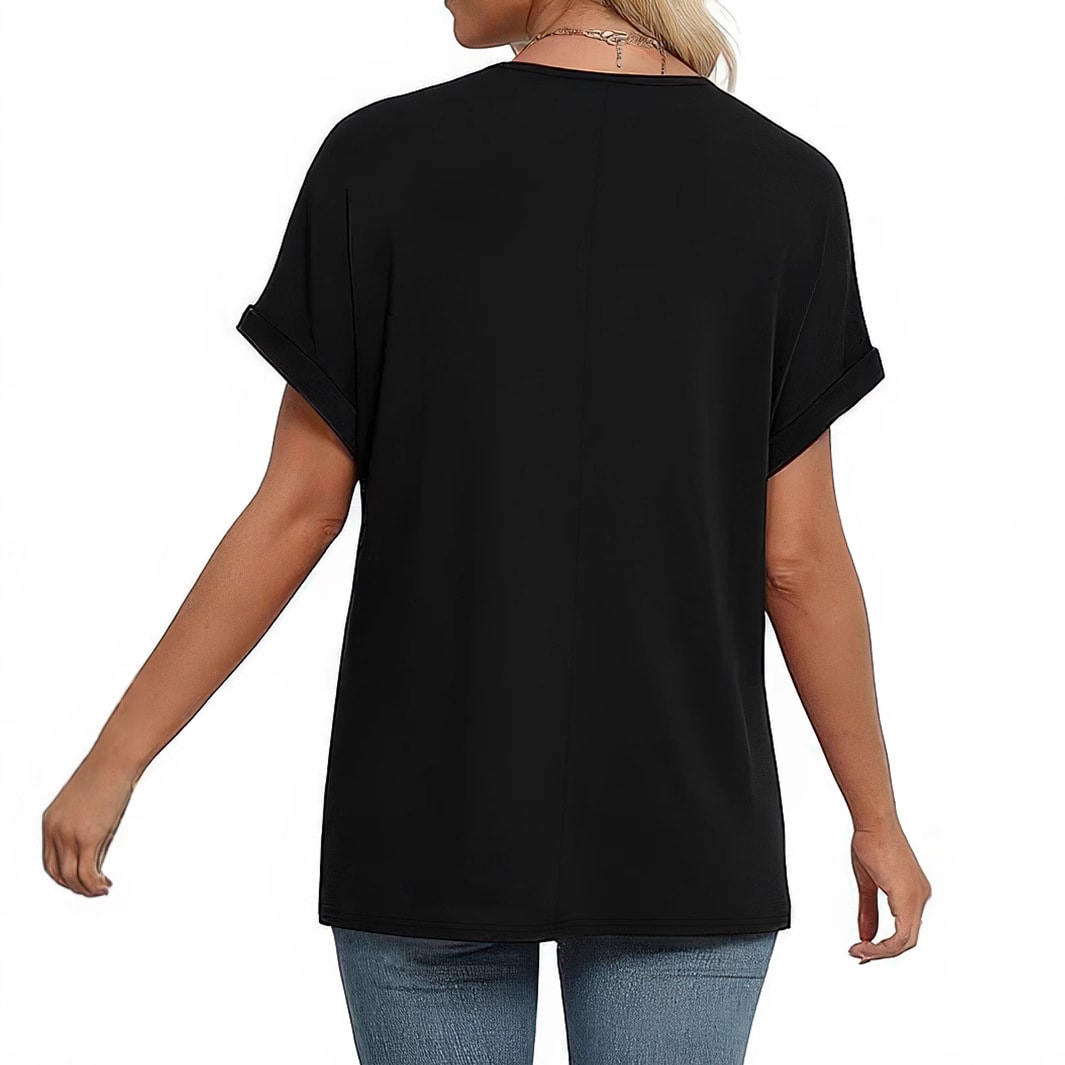 Women's V-neck Loose Short Sleeve T-shirt Top view 2