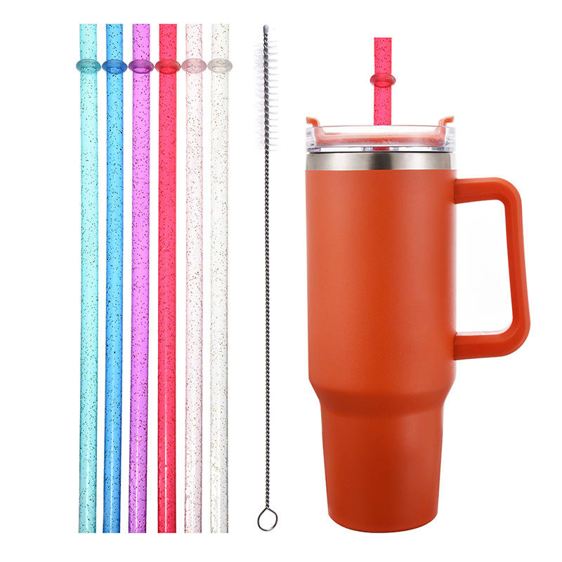 Reusable Double Thick Hard Straw Gold Powder Color Band view 3