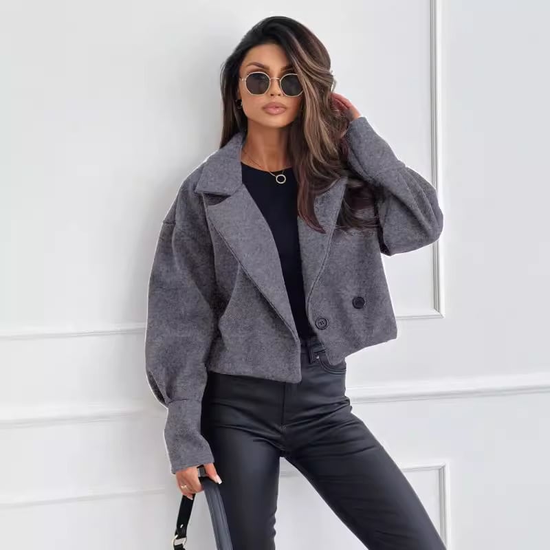Fashionable All-match Suit Collar Short Woolen Coat view 4