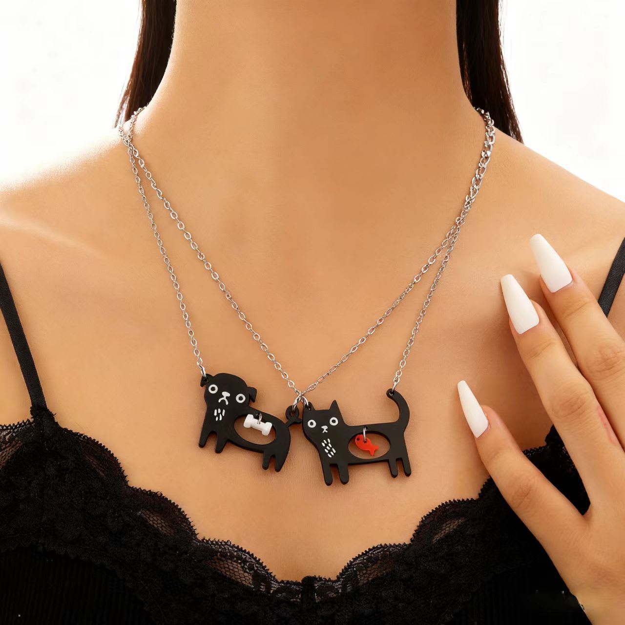 Cute Dog Cat Cartoon Necklace Ins Creative Collarbone Chain view 7