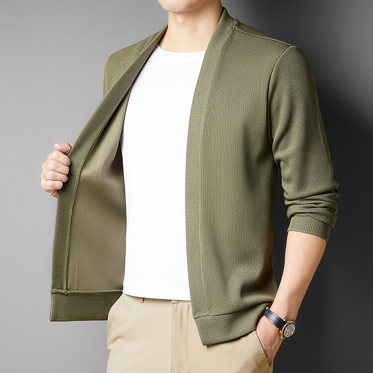 Spring New Fake Two-piece Men's Long-sleeved Knitted Cardigan view 4