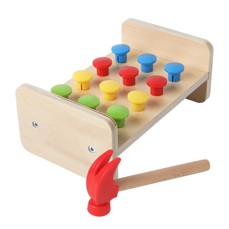 Two-in-one Pile Bridge Platform Nail Table Toy Children's Wooden Puzzle Pile Suit view 2