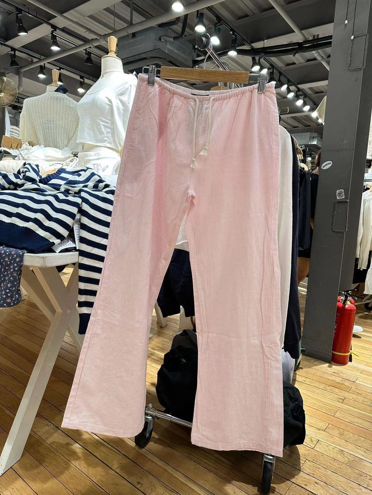 American Vintage Stripe Tied Elastic Waist Sports Pants view 3