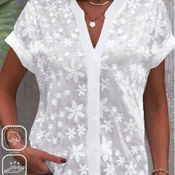 Summer Simplicity Casual V-neck Solid Color Shirt For Women