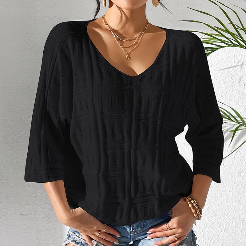 Solid Color Sweater Simple Loose Casual Top view 3