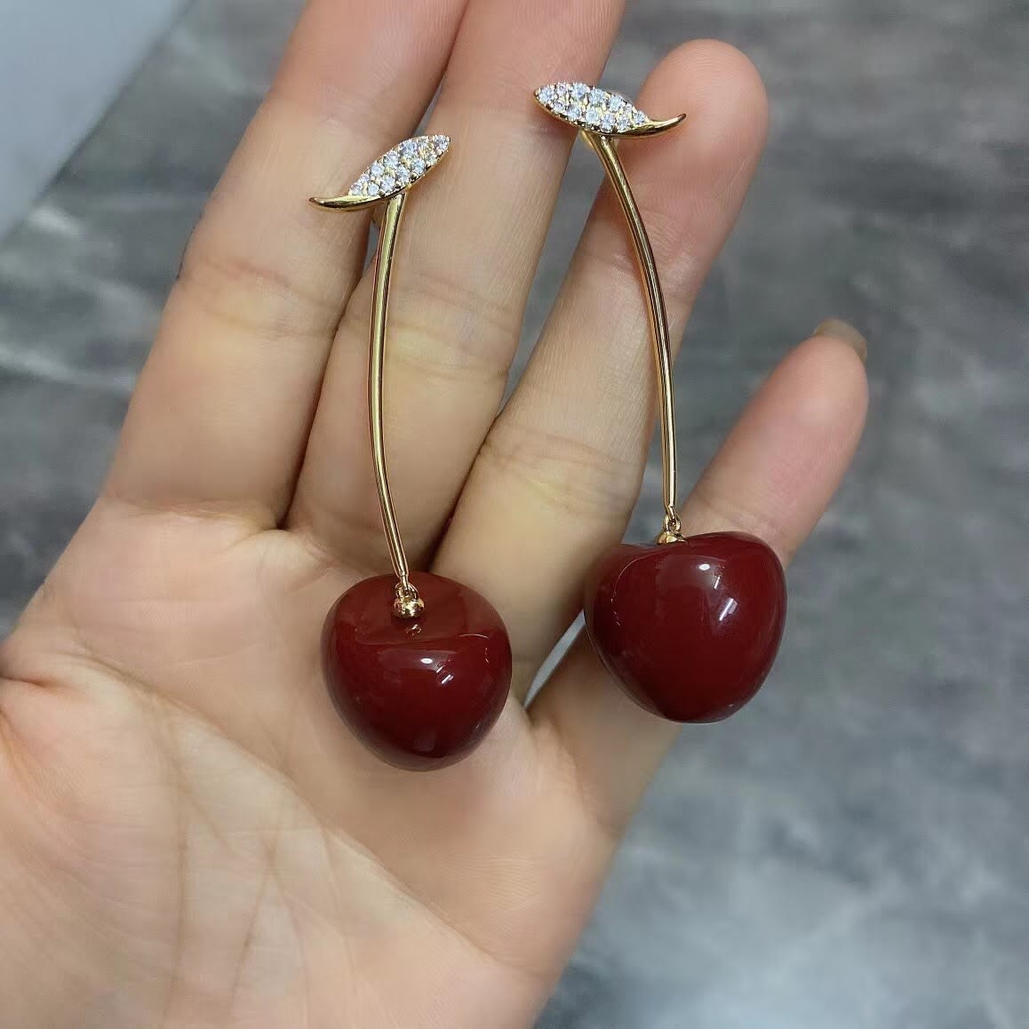 Sweet Black Red Cherry Cherry Earrings view 7