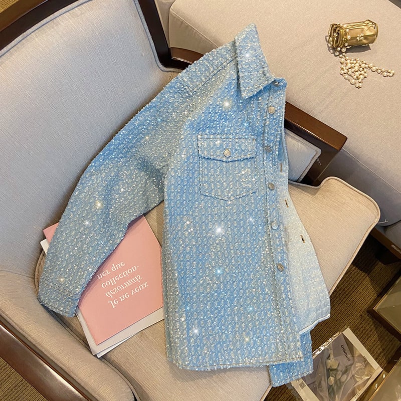 Women's Loose Casual Sequin Short Jacket view 4