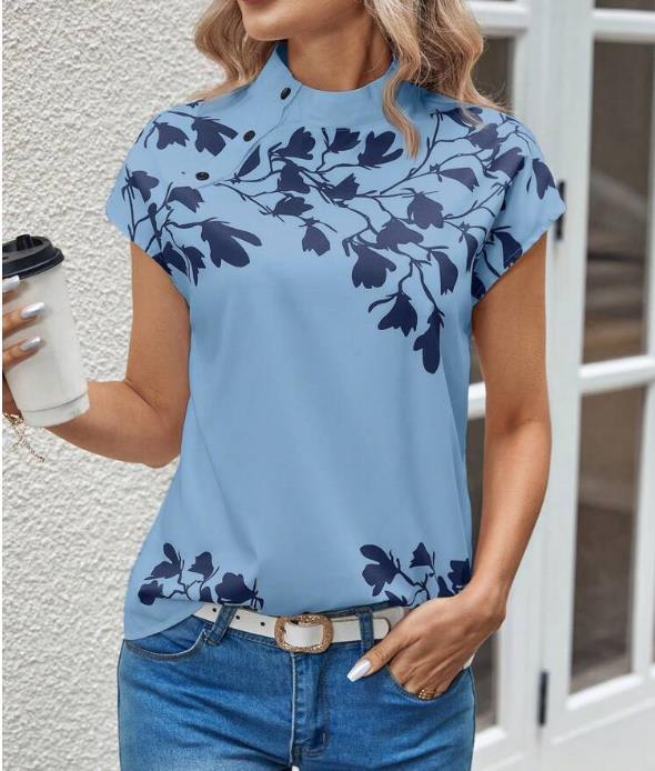 Casual Stand Collar Short Sleeve Regular Pullover Digital Printing view 6