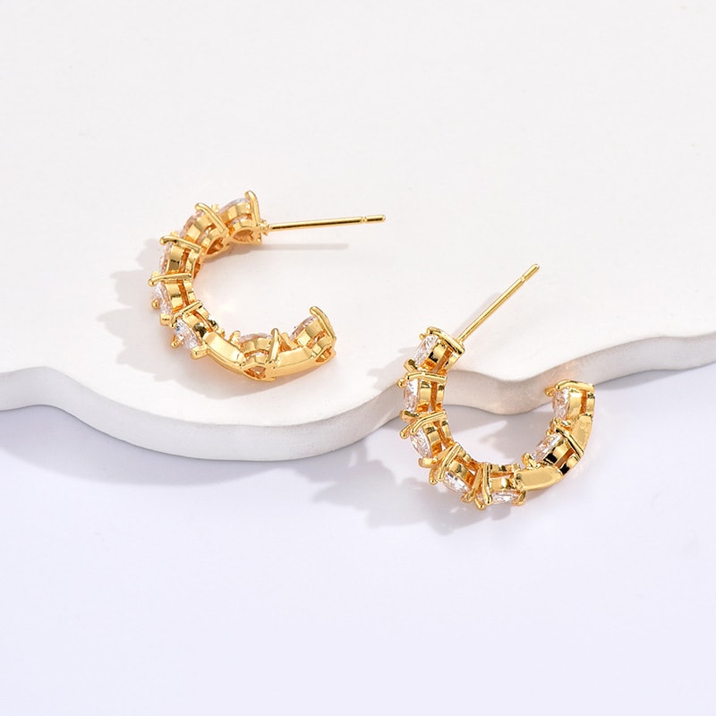 Ornament Simple Rhinestone Ear Clip Design C- Ring Earrings view 10