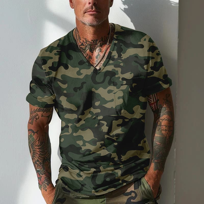 Summer Men's Design Camouflage Breathable Loose Fashion Short Sleeve view 5