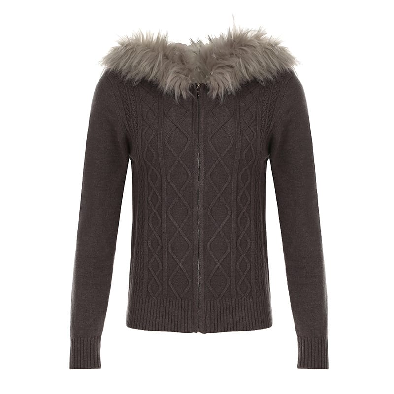 Retro Twist Zipper Cardigan Sweater Slim Fit view 5