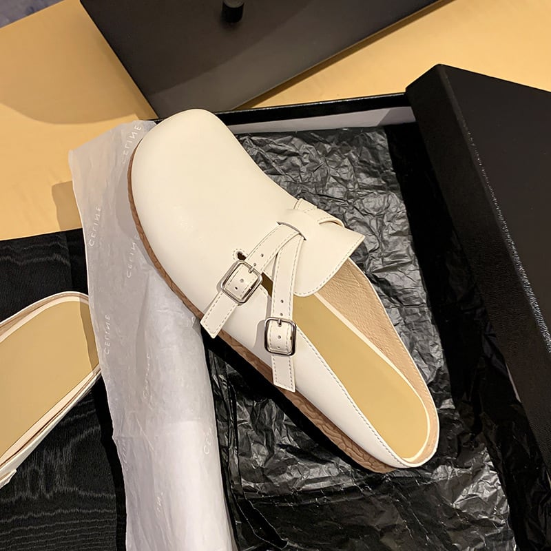 Women's Comfortable Idle Style Loose Large Round Toe Cowhide Flat Full Leather Outdoor Sandals view 19