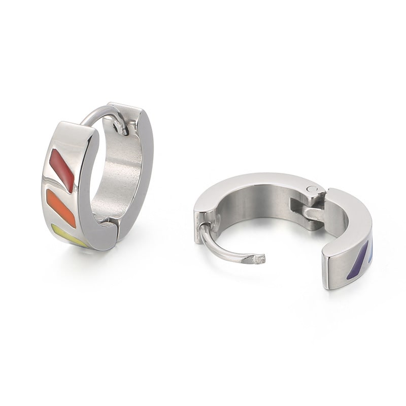 Stainless Steel Fashion Creative Rainbow Geometric Earrings view 3