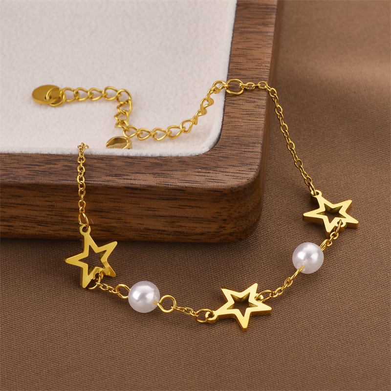 Xingyue Zircon Pearl Titanium Steel Bracelet Female Niche view 3
