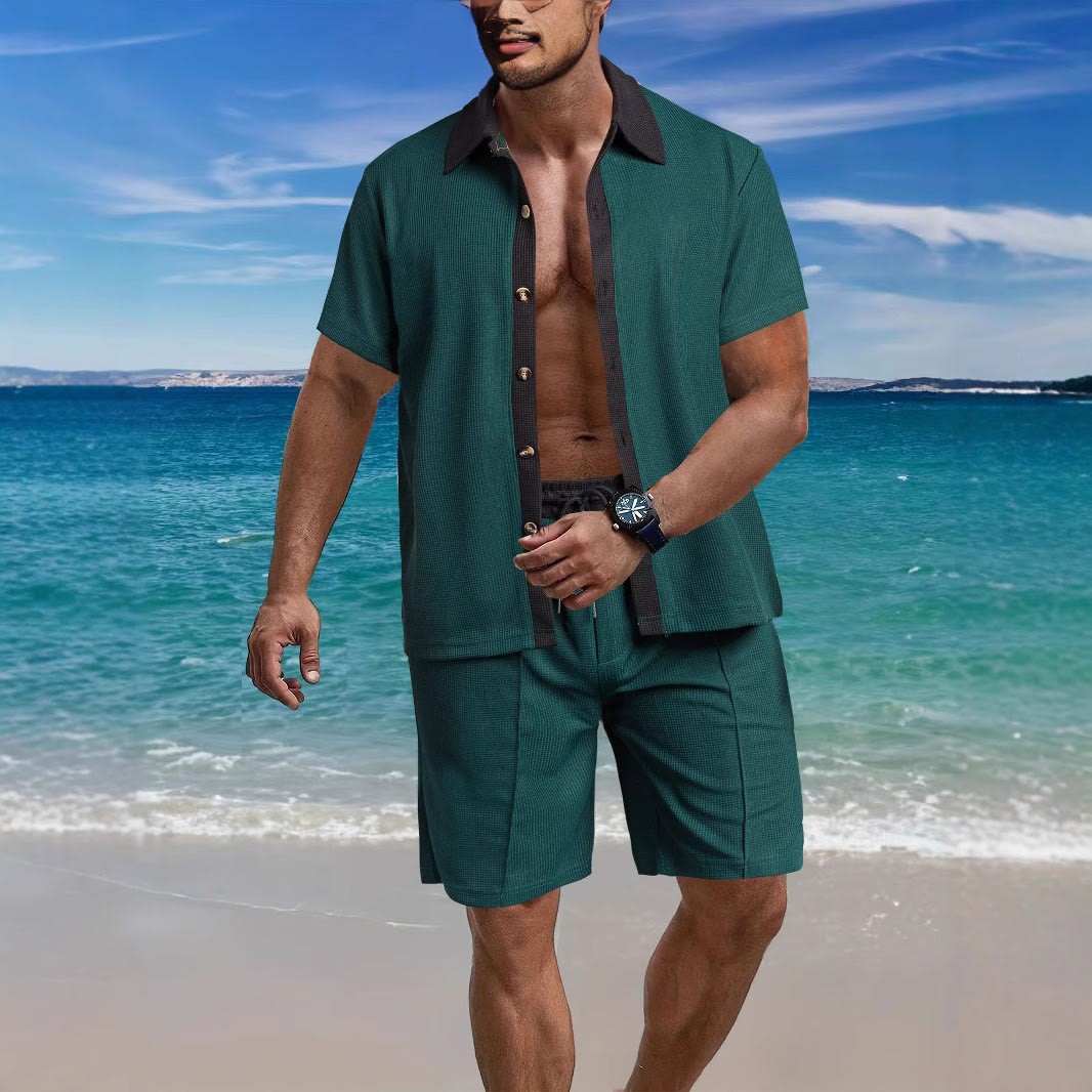 Men's Casual Vacation Shirt And Shorts Two-piece Suit view 6