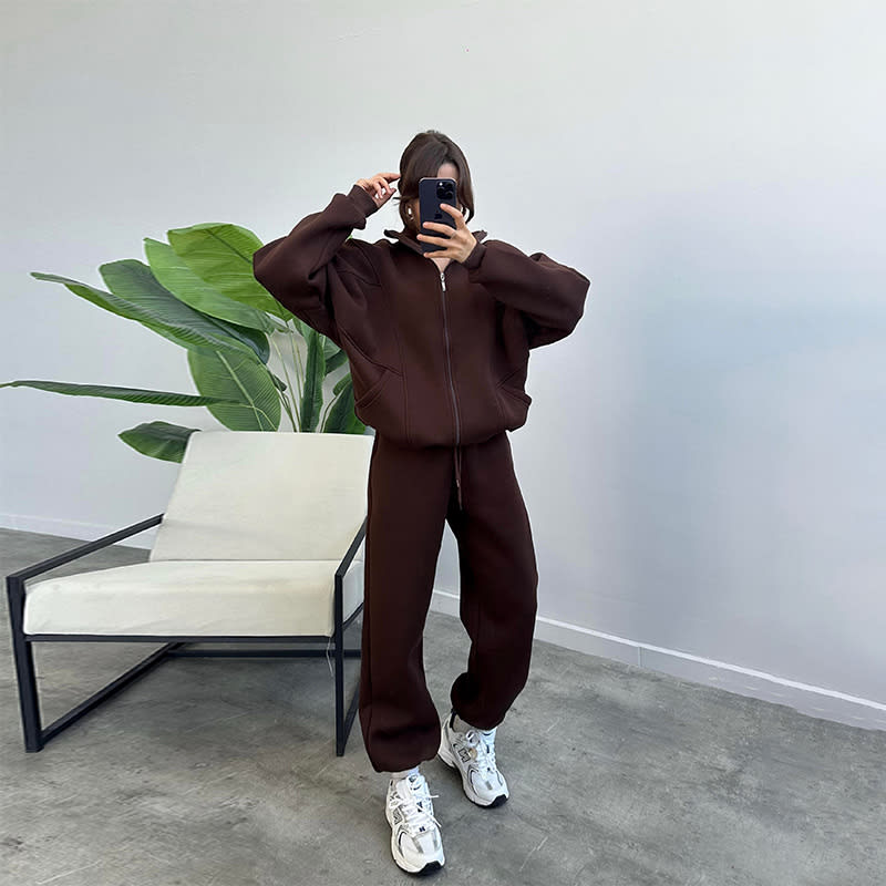 Sports Suits With Pockets Stand-up Collar Zipper Cardigan And Drawstring Trousers Fashion Jogger Set Outfits Tracksuits Women's Clothing view 3