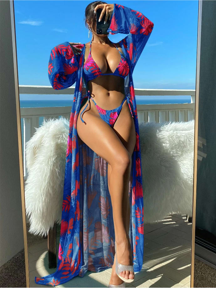 Split Long Sleeve Ins Blouse Banded Bikini view 13