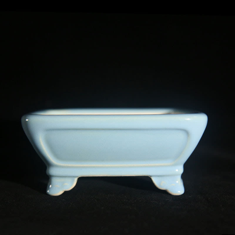 Purple Sand Flower Pot Ceramic Bonsai Pot Kui Noodles Small Manger Rectangular view 3