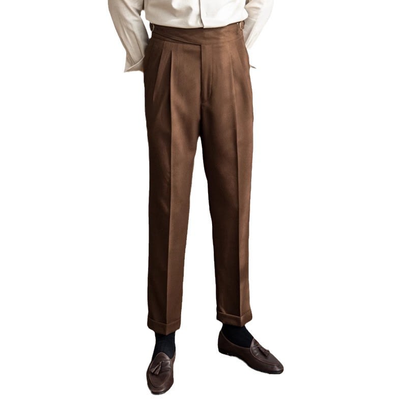 High Waist Straight Length British Men Casual Suit Pants view 7