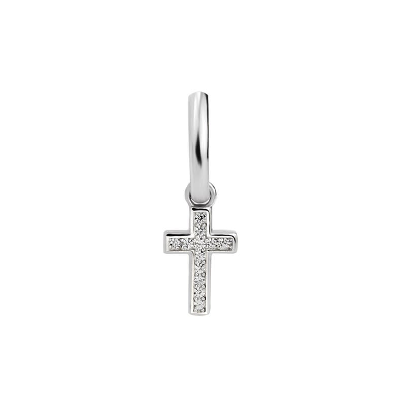 Sterling Silver Cross Ear Ring Men And Women Hip Hop Inlaid Zircon view 2