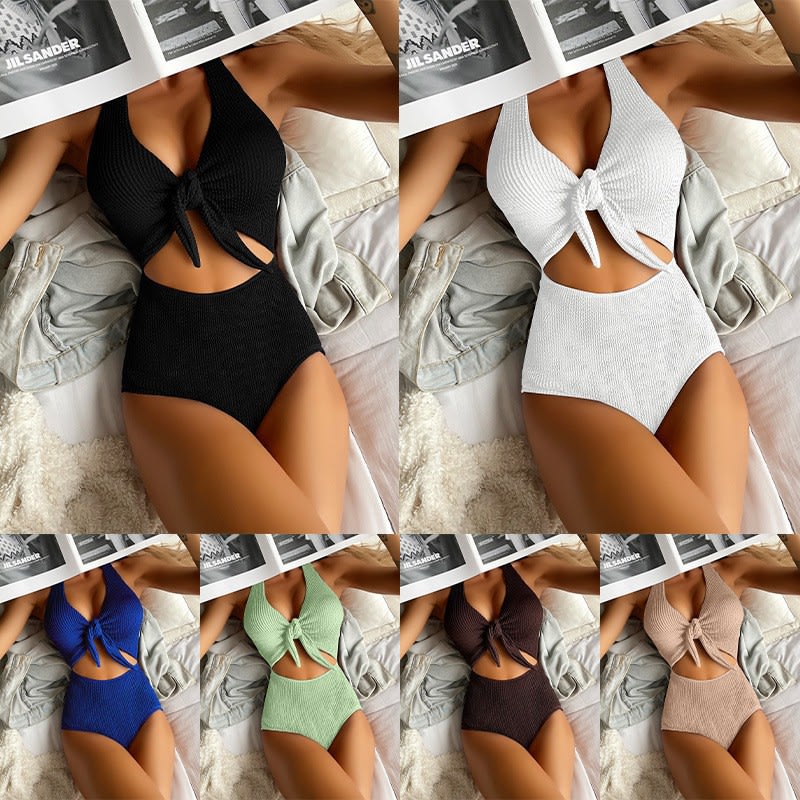 Backless Lace-up Swimsuit Suit Women's High Waist view 10