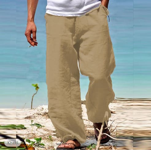 Men's Trousers Summer Drawstring Elastic Waist Beach Pants view 8
