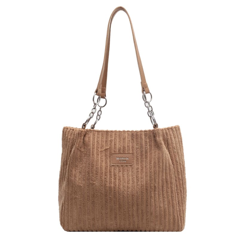 Retro Large Capacity Shoulder Bag Casual Simple Portable Shopper Tote Bag Corduroy Solid Commuter Zipper Women's Handbag view 19