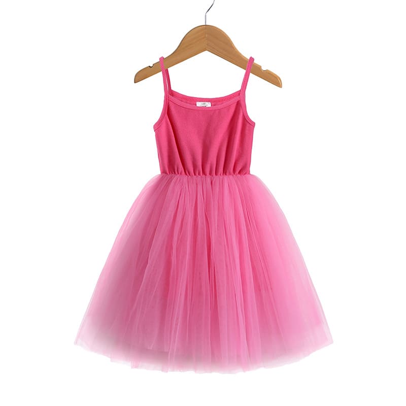 Girls' Rib Mesh Camisole Dress view 16