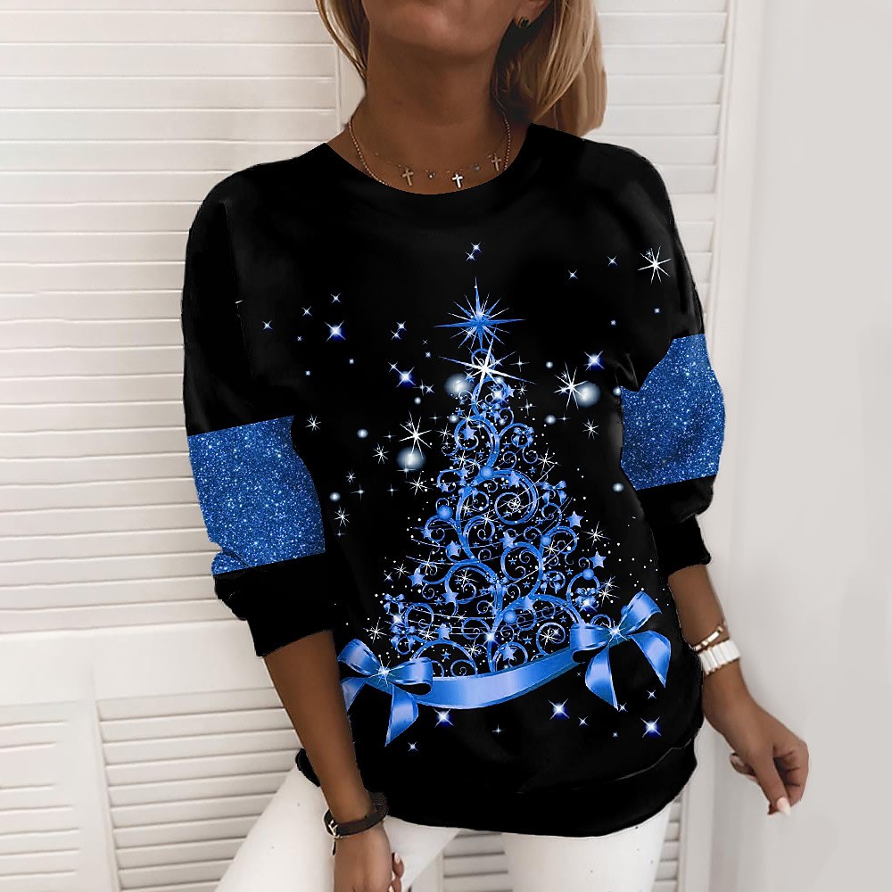 Christmas Sweater Women's 3D Digital Printing Pullover Jacket Fashion Casual Sweatshirt Long Sleeve Printed Round Neck Shirt Top Clothes view 1